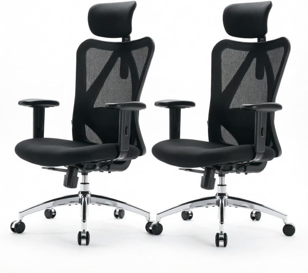 Office Chair, Comfy Ergonomic Office Chair, High Back Computer Chair with Adaptive Lumbar Support & wide Headrest, Flip-up Armrests, Swivel Desk Chair for Long Hours, WITHOUT Footrest, Grey