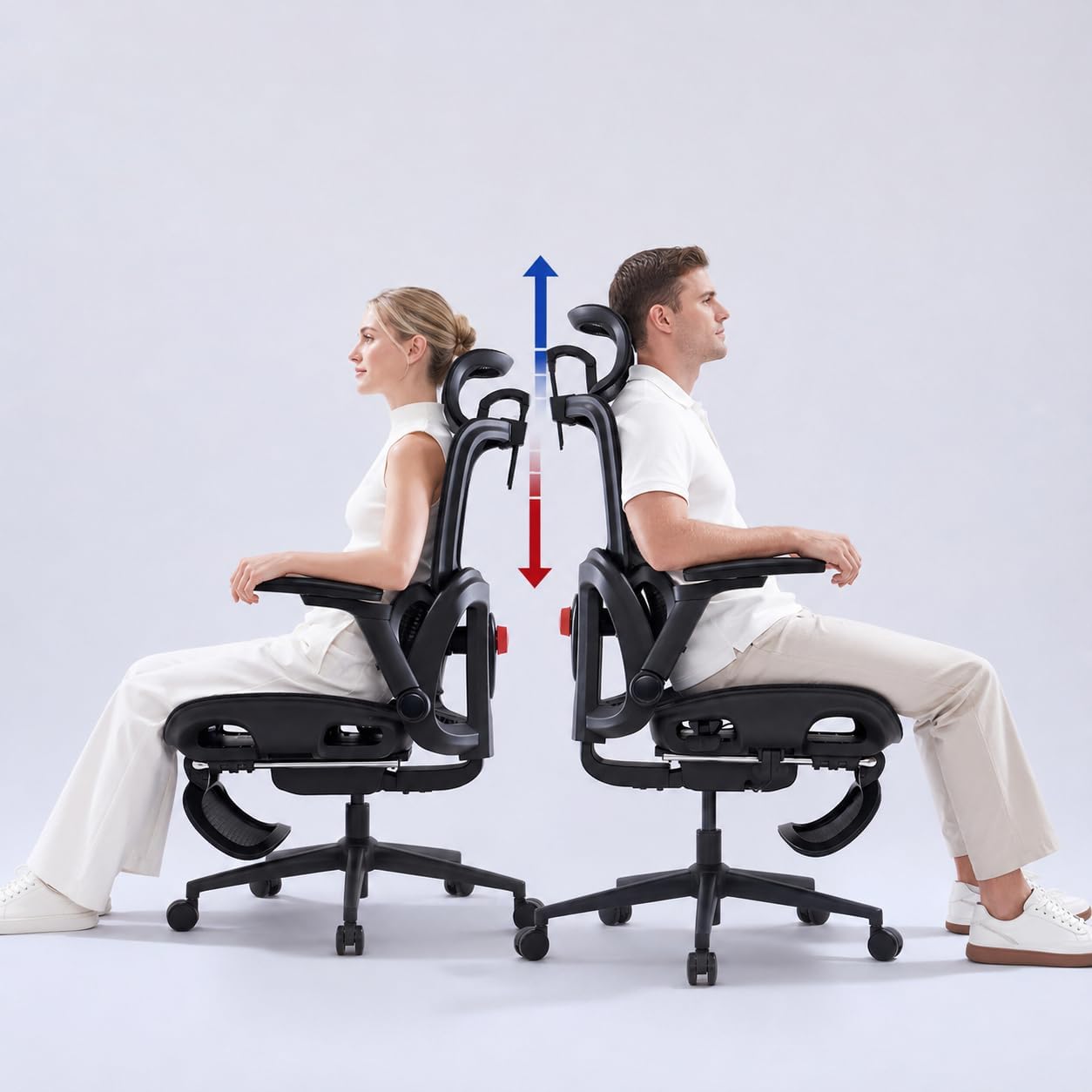 Office Chair, Comfy Ergonomic Office Chair, High Back Computer Chair with Adaptive Lumbar Support & wide Headrest, Flip-up Armrests, Swivel Desk Chair for Long Hours, WITHOUT Footrest, Grey