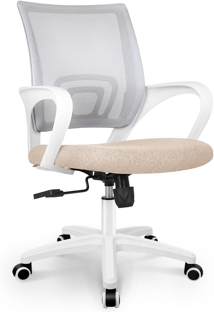 CHAIR Office Desk Computer Chair Ergonomic Mesh Gaming Cushion Seat with Comfy Lumbar Mid Back Support Adjustable Height Swivel Rolling Wheels for Home Task (Mesh Black)