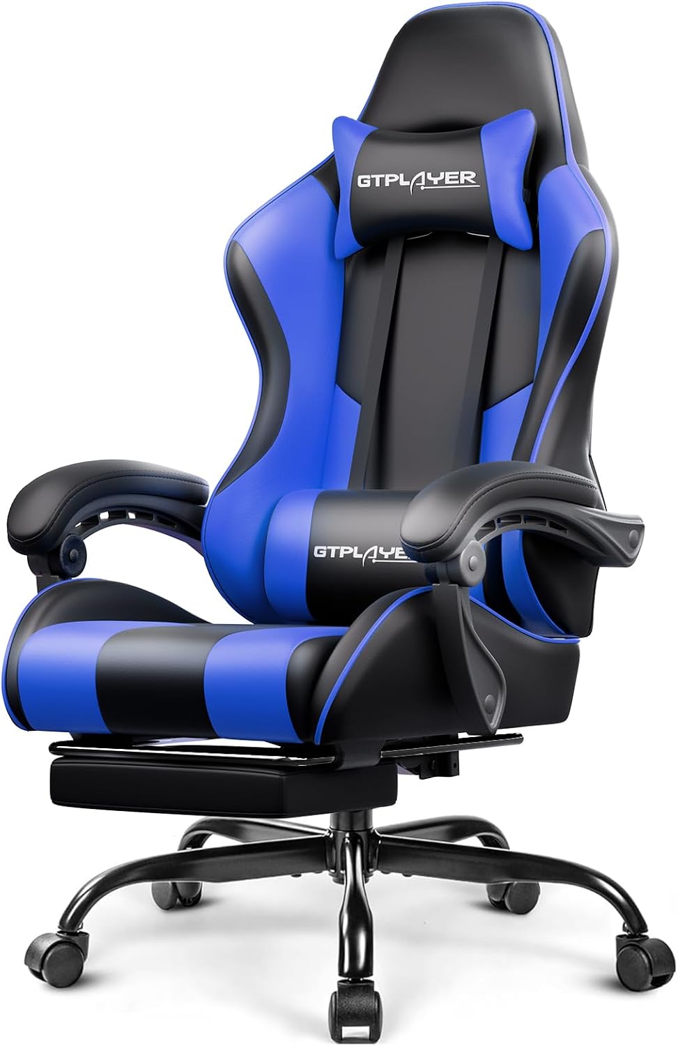 Gaming Chair, Computer Chair with Footrest and Lumbar Support, Height Adjustable Game Chair with 360°-Swivel Seat and Headrest and for Office or Gaming (Pearl White)