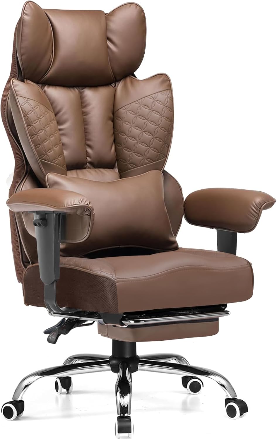Big and Tall Gaming Chair 400lbs Heavy Duty Office Chair with Foot Rest & Ergonomic Pocket Spring Lumbar Support, High Back 3D Saddle Shaped Cushion for Back Pain Relief, Matte-Black