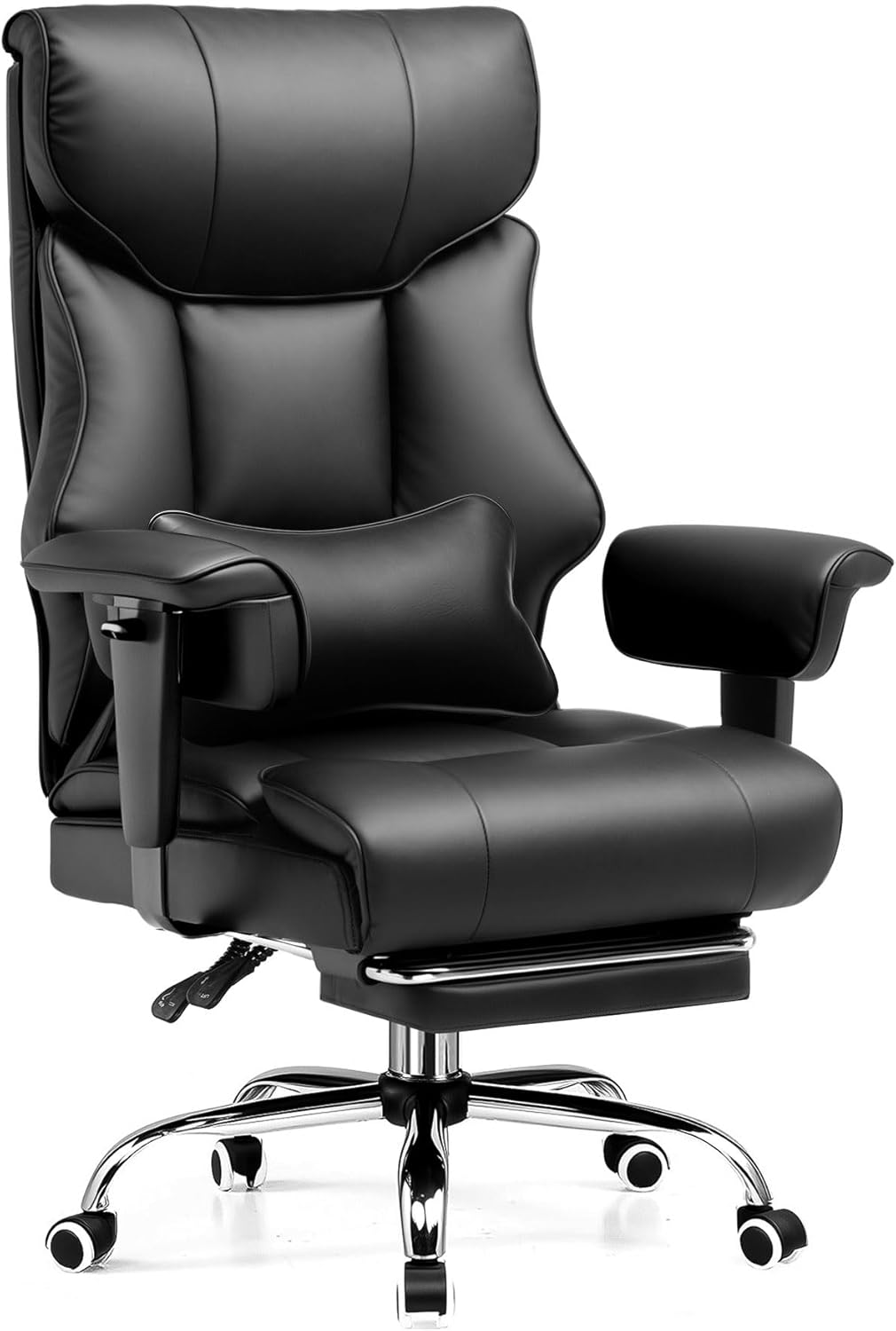 Big and Tall Gaming Chair 400lbs Heavy Duty Office Chair with Foot Rest & Ergonomic Pocket Spring Lumbar Support, High Back 3D Saddle Shaped Cushion for Back Pain Relief, Matte-Black