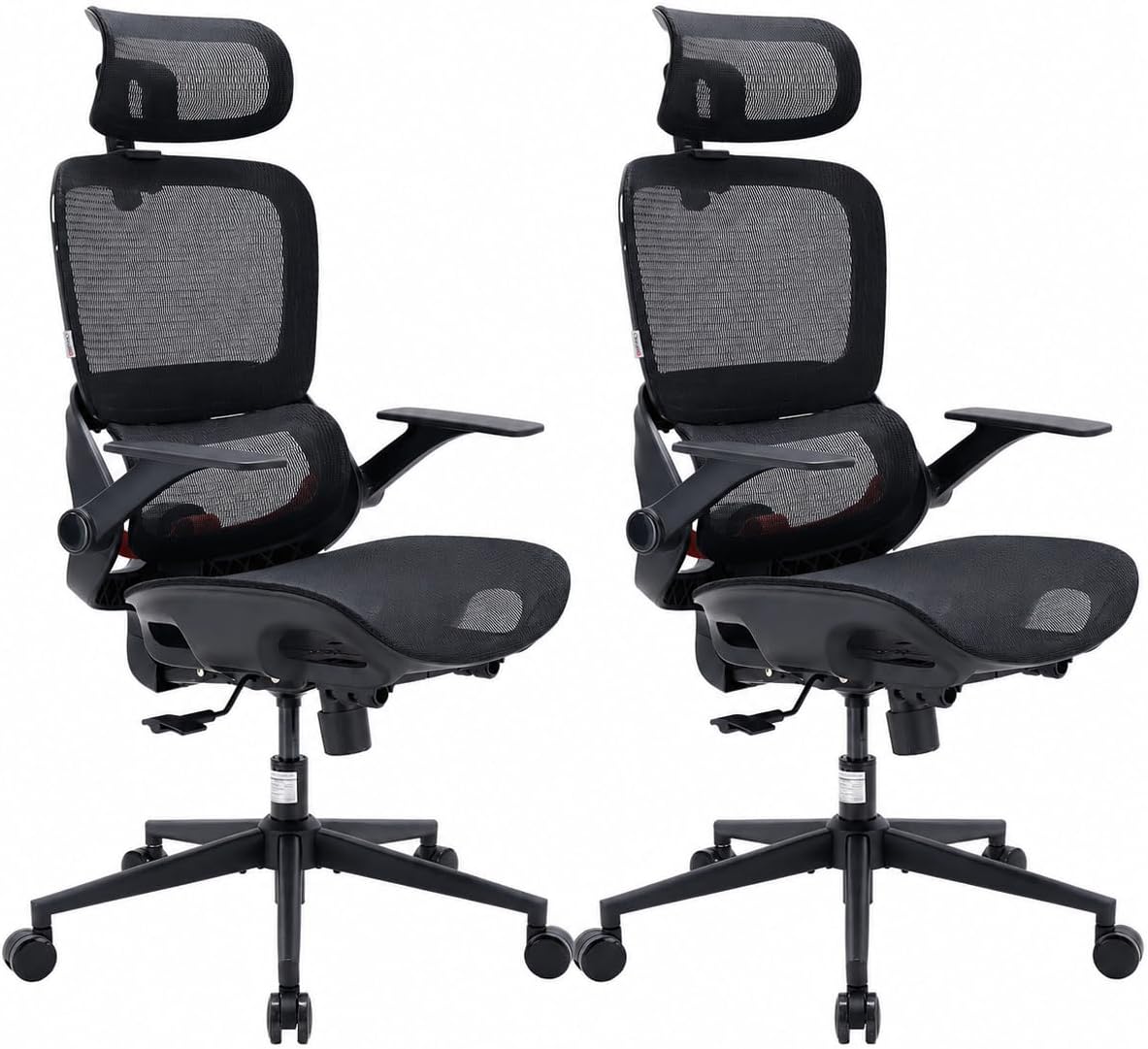 Office Chair, Comfy Ergonomic Office Chair, High Back Computer Chair with Adaptive Lumbar Support & wide Headrest, Flip-up Armrests, Swivel Desk Chair for Long Hours, WITHOUT Footrest, Grey