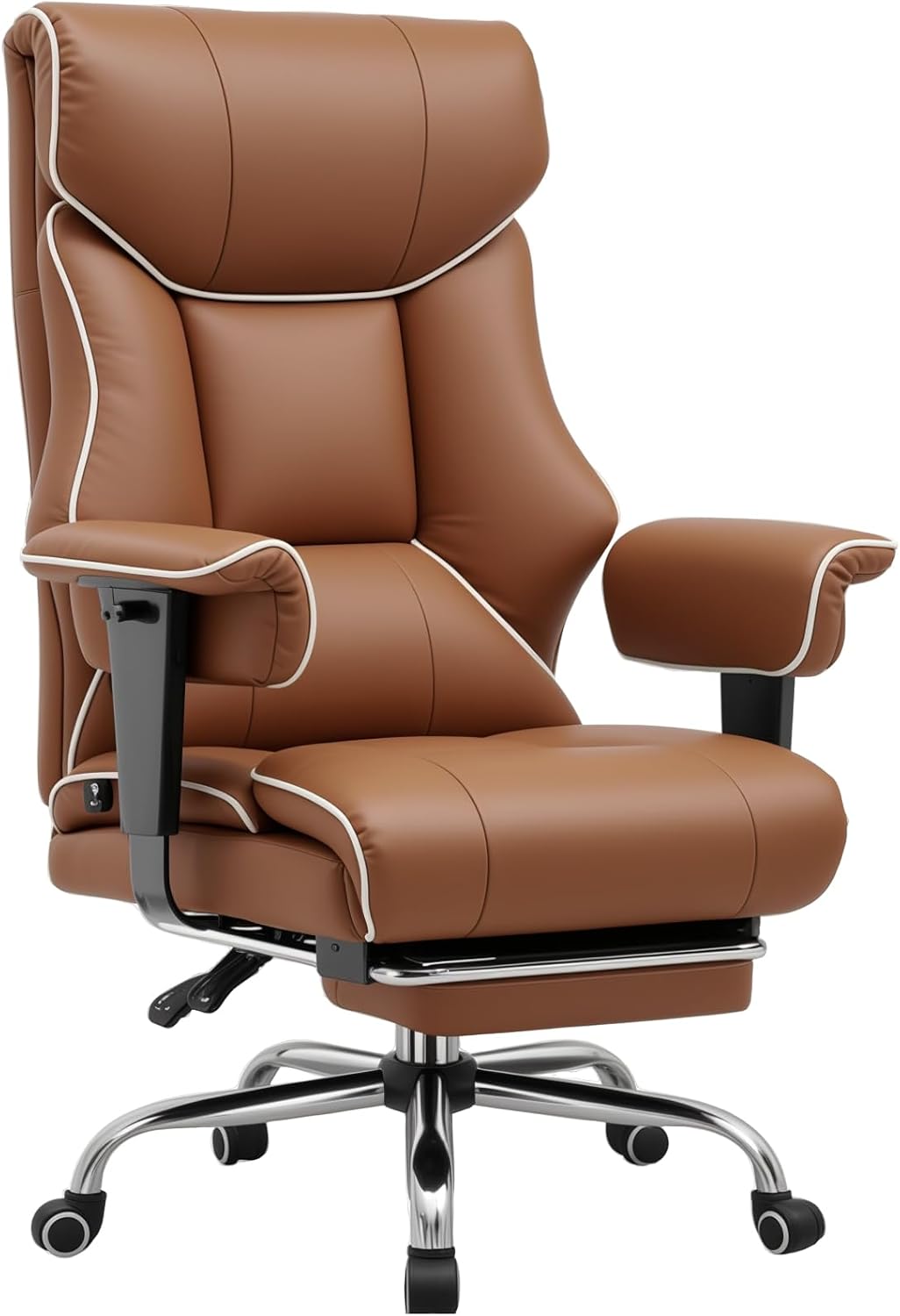 Big and Tall Gaming Chair 400lbs Heavy Duty Office Chair with Foot Rest & Ergonomic Pocket Spring Lumbar Support, High Back 3D Saddle Shaped Cushion for Back Pain Relief, Matte-Black