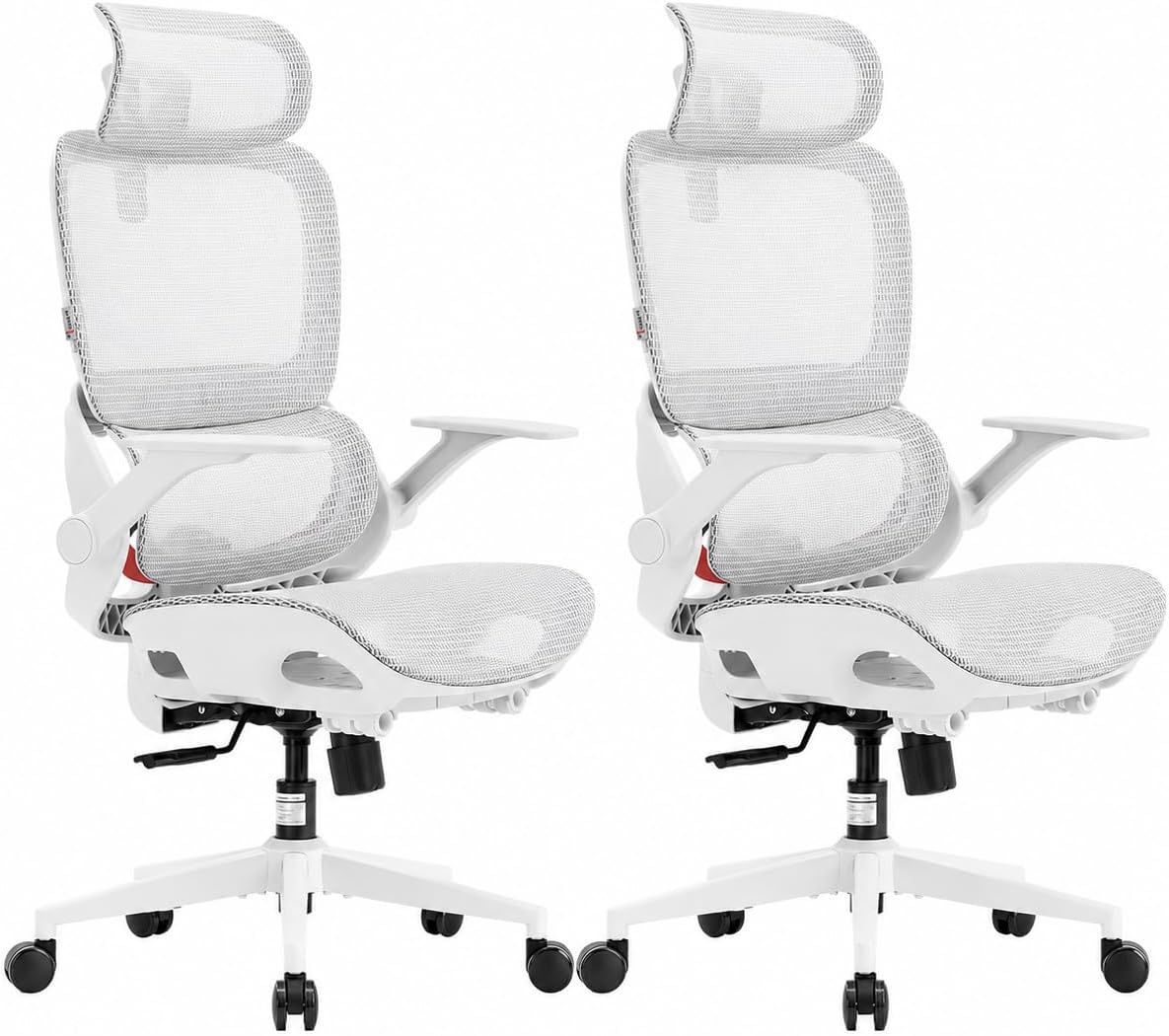 Office Chair, Comfy Ergonomic Office Chair, High Back Computer Chair with Adaptive Lumbar Support & wide Headrest, Flip-up Armrests, Swivel Desk Chair for Long Hours, WITHOUT Footrest, Grey