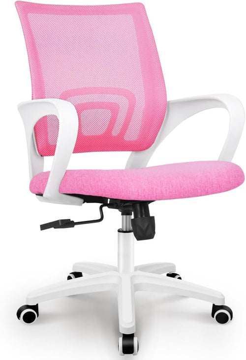 CHAIR Office Desk Computer Chair Ergonomic Mesh Gaming Cushion Seat with Comfy Lumbar Mid Back Support Adjustable Height Swivel Rolling Wheels for Home Task (Mesh Black)