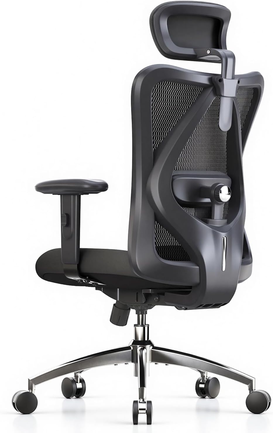 Office Chair, Comfy Ergonomic Office Chair, High Back Computer Chair with Adaptive Lumbar Support & wide Headrest, Flip-up Armrests, Swivel Desk Chair for Long Hours, WITHOUT Footrest, Grey