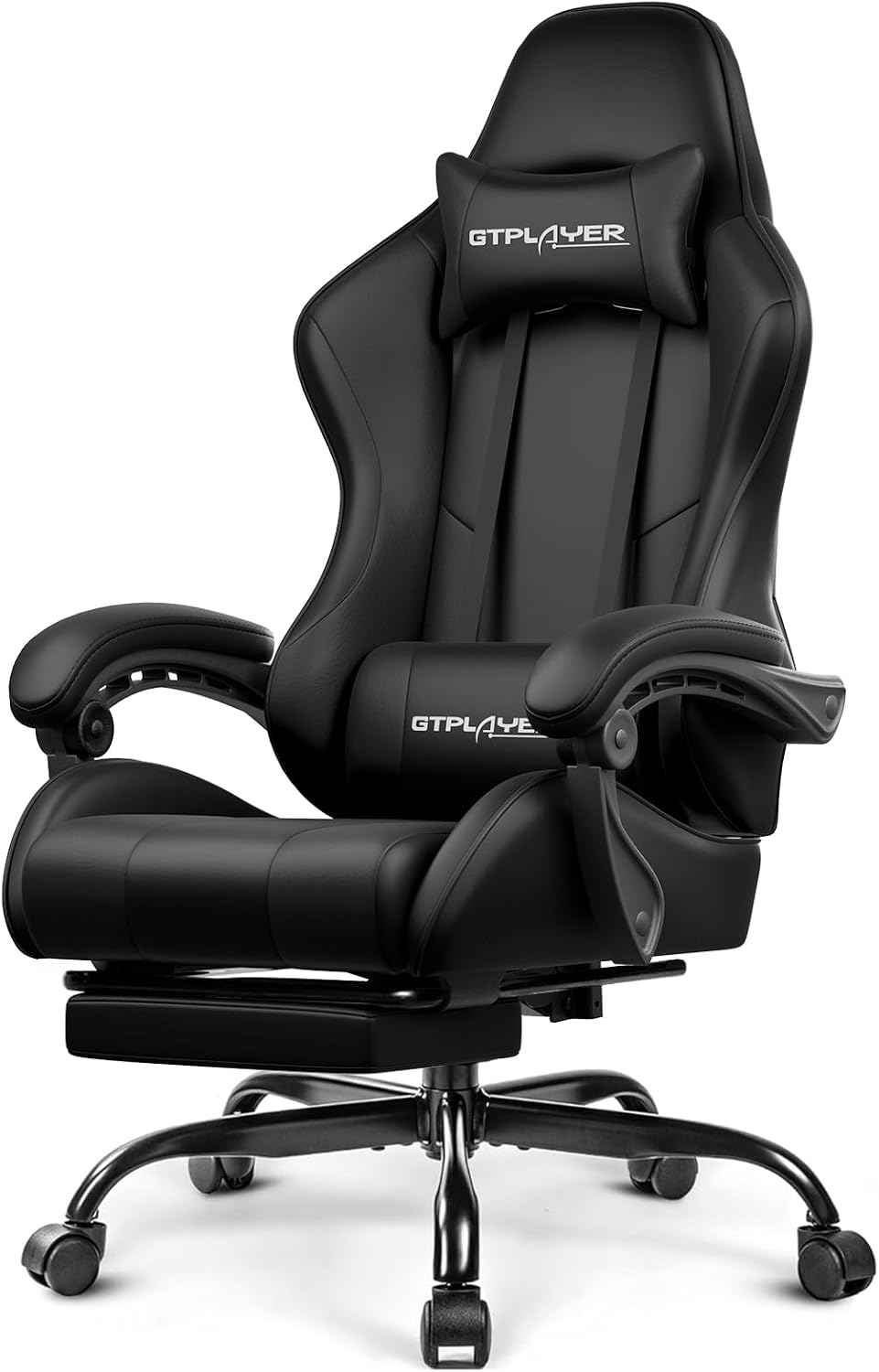 Gaming Chair, Computer Chair with Footrest and Lumbar Support, Height Adjustable Game Chair with 360°-Swivel Seat and Headrest and for Office or Gaming (Pearl White)