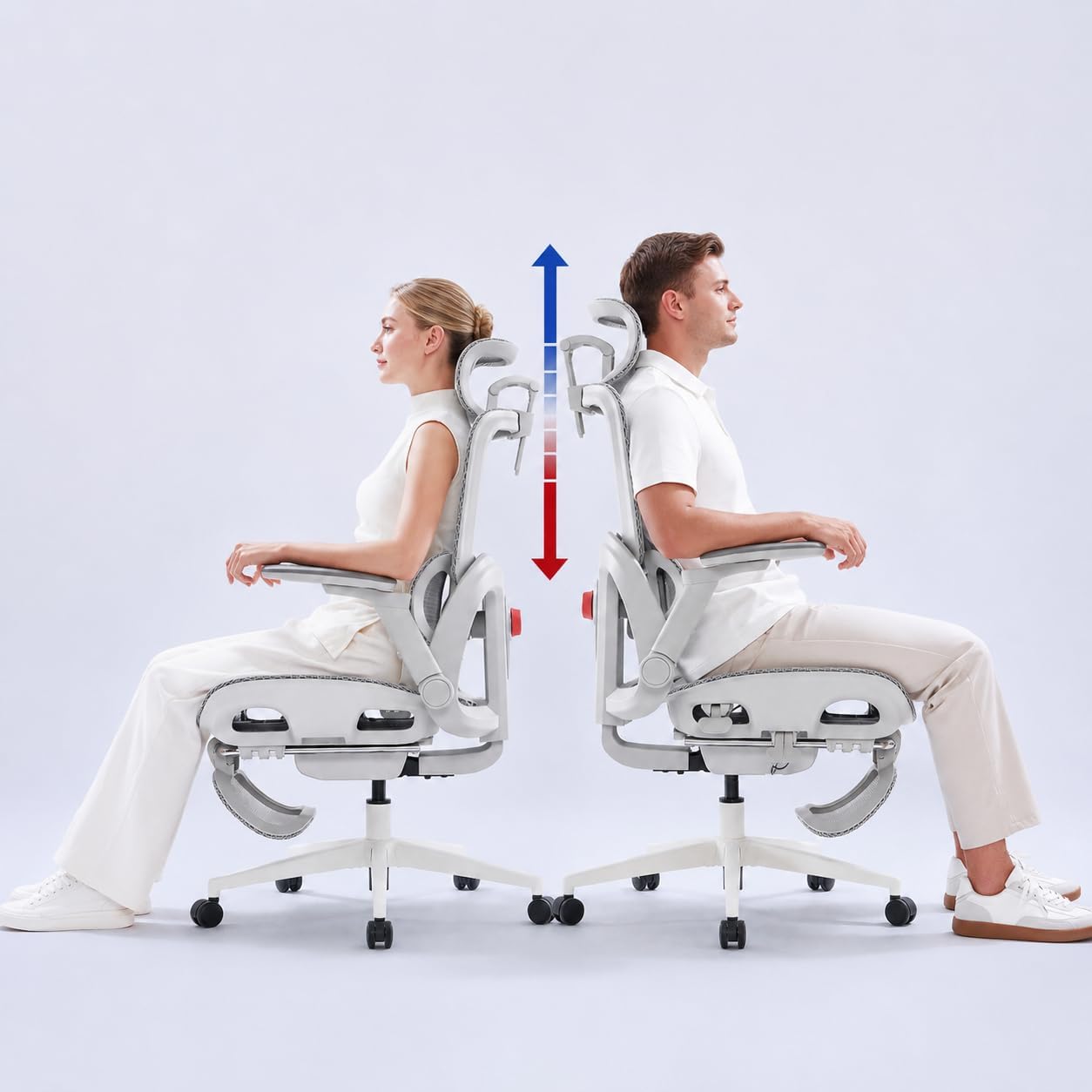 Office Chair, Comfy Ergonomic Office Chair, High Back Computer Chair with Adaptive Lumbar Support & wide Headrest, Flip-up Armrests, Swivel Desk Chair for Long Hours, WITHOUT Footrest, Grey