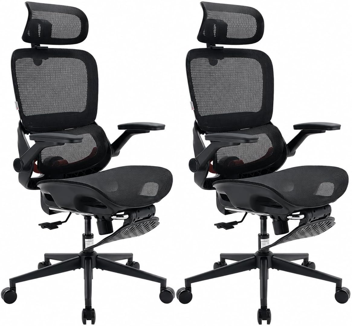 Office Chair, Comfy Ergonomic Office Chair, High Back Computer Chair with Adaptive Lumbar Support & wide Headrest, Flip-up Armrests, Swivel Desk Chair for Long Hours, WITHOUT Footrest, Grey