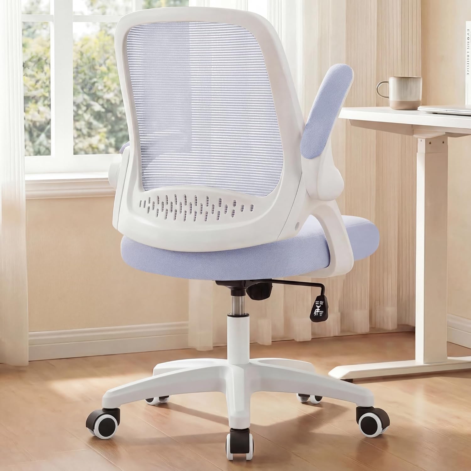CHAIR Office Desk Gaming Ergonomic Computer Chair with Lumbar Back Support Adjustable Height Swivel Rolling Wheels Flip-up Arms Mesh Chair for Home Vanity (Black)
