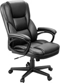 Office Executive Chair High Back Adjustable Managerial Home Desk Chair, Swivel Computer PU Leather Chair with Lumbar Support (2, Black)