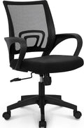 CHAIR Office Desk Computer Chair Ergonomic Mesh Gaming Cushion Seat with Comfy Lumbar Mid Back Support Adjustable Height Swivel Rolling Wheels for Home Task (Mesh Black)
