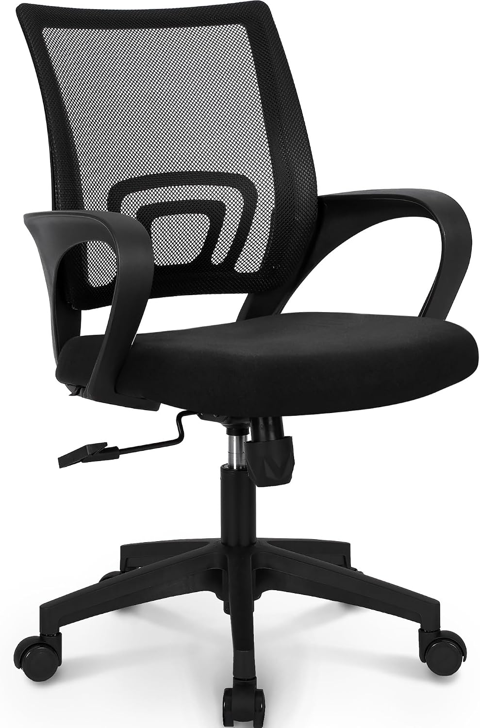 CHAIR Office Desk Computer Chair Ergonomic Mesh Gaming Cushion Seat with Comfy Lumbar Mid Back Support Adjustable Height Swivel Rolling Wheels for Home Task (Mesh Black)