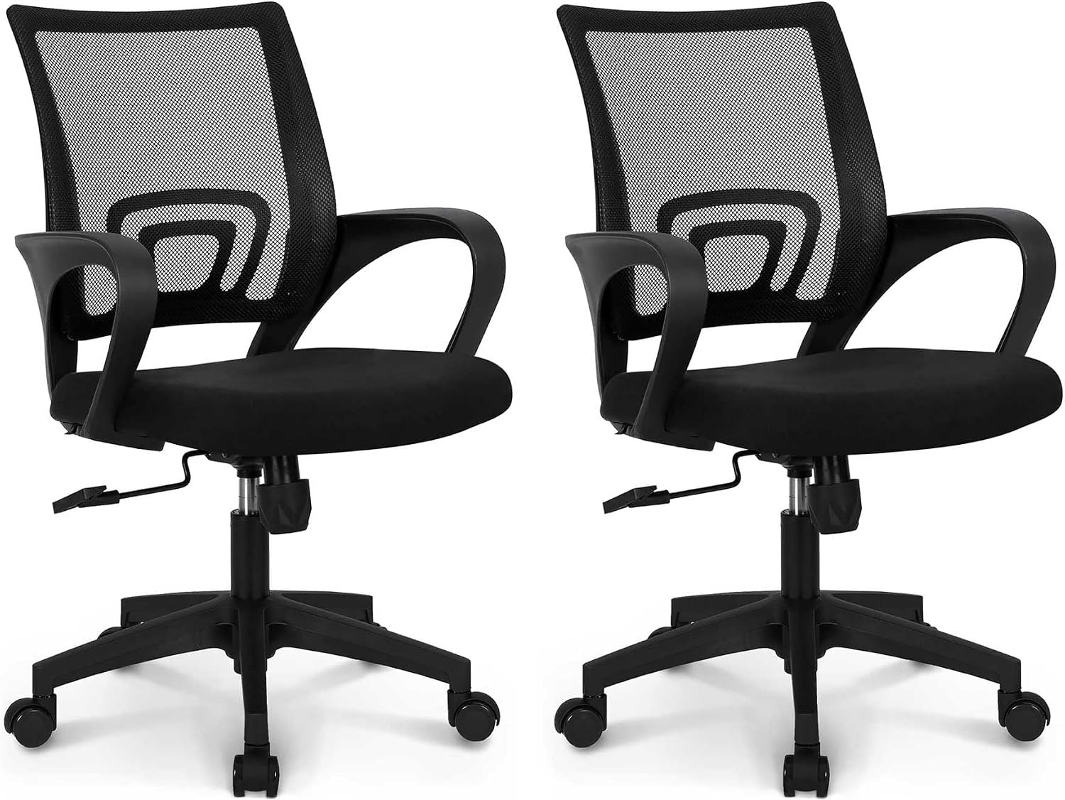 CHAIR Office Desk Computer Chair Ergonomic Mesh Gaming Cushion Seat with Comfy Lumbar Mid Back Support Adjustable Height Swivel Rolling Wheels for Home Task (Mesh Black)