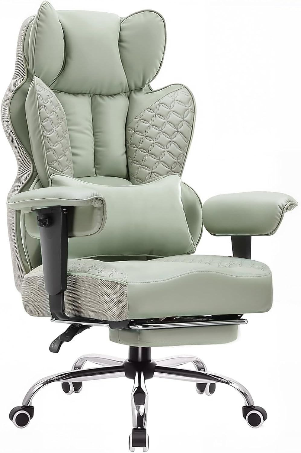 Big and Tall Gaming Chair 400lbs Heavy Duty Office Chair with Foot Rest & Ergonomic Pocket Spring Lumbar Support, High Back 3D Saddle Shaped Cushion for Back Pain Relief, Matte-Black