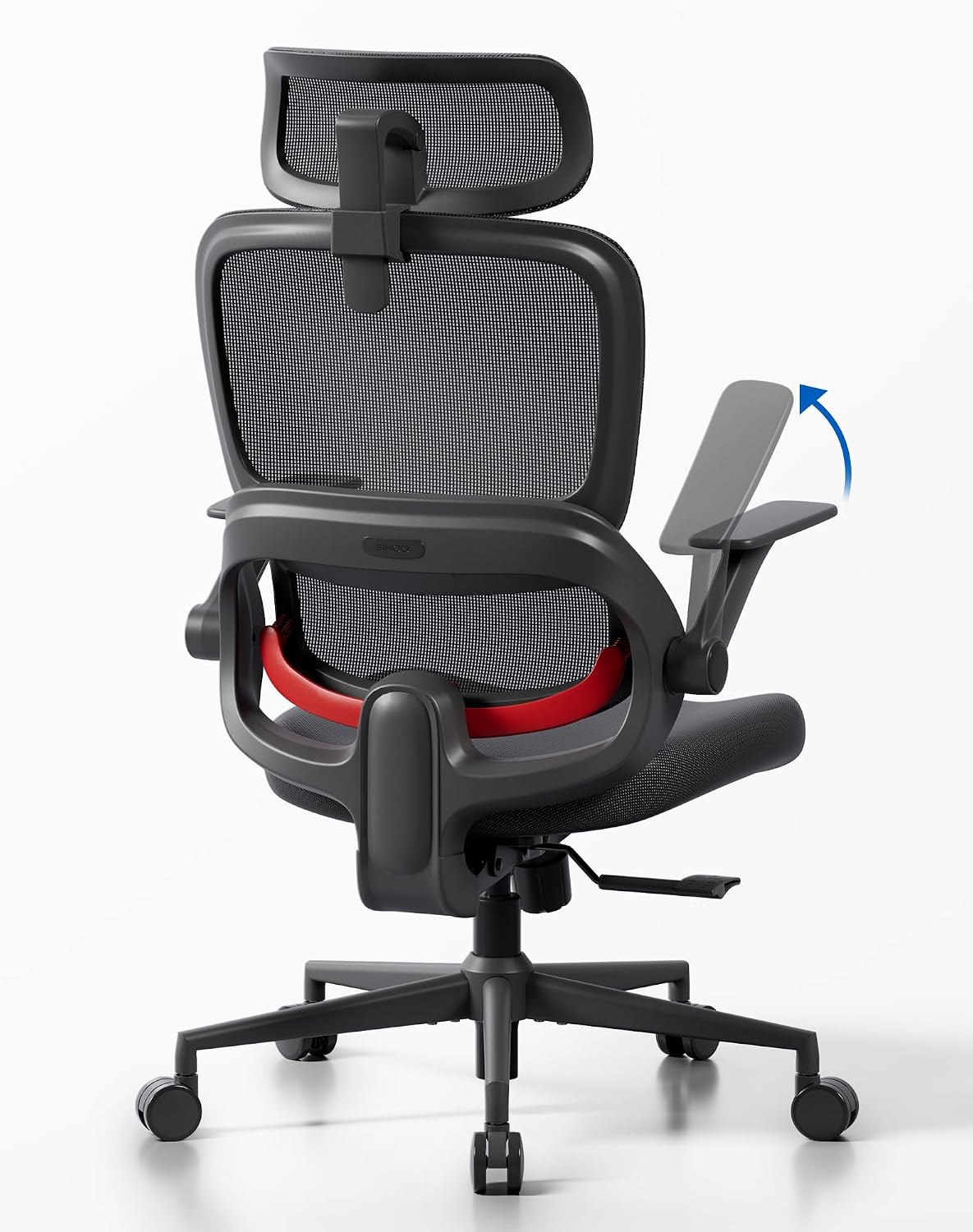 Office Chair, Comfy Ergonomic Office Chair, High Back Computer Chair with Adaptive Lumbar Support & wide Headrest, Flip-up Armrests, Swivel Desk Chair for Long Hours, WITHOUT Footrest, Grey