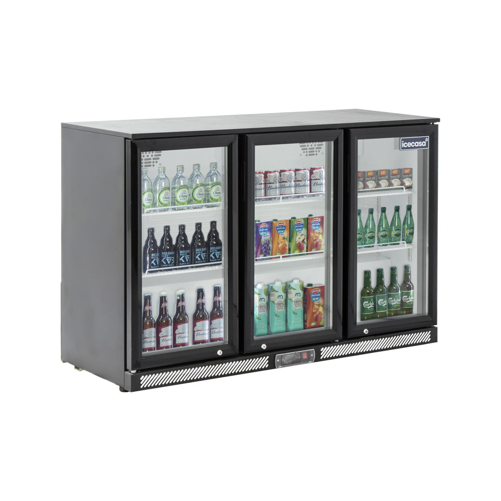 ICECASA Commercial 52.6" 3 Glass Door Back Bar Fridge Beverage Cooler 11.7 Cu.ft | ICE-320H