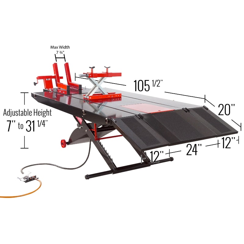 Black Widow ProLift Extra-Wide Pneumatic Motorcycle Lift Table - 1,500 lb. Capacity