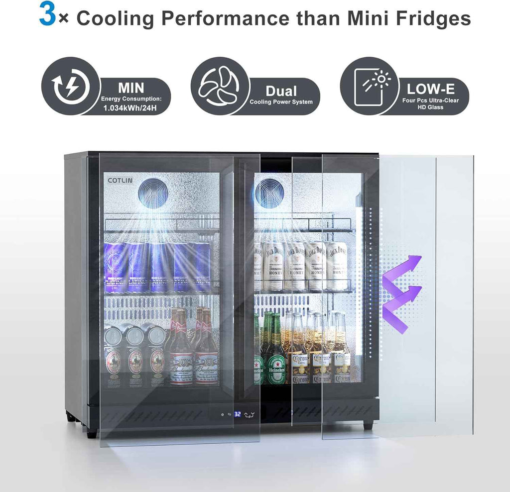 Cotlin 7.4 Cu.Ft Back Bar Beverage Cooler (2-Door) - Auto Defrost