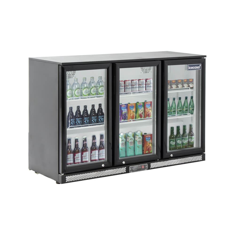 ICECASA Commercial 52.6" 3 Glass Door Back Bar Beer Cooler Beverage Refrigerator 11.7 Cu.ft | ICE-320H